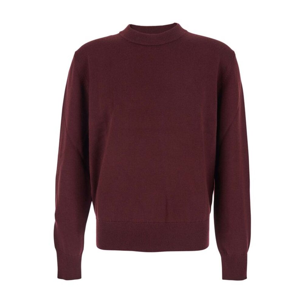 Sunflower Men Bordeaux Crew Neck Sweater With Dropped Shoulder In Wool Blend Man